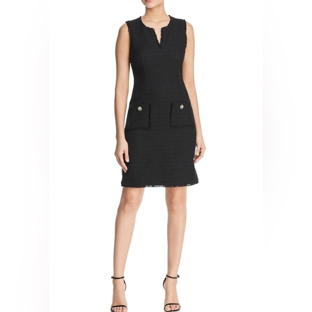 Karl Lagerfeld Paris Size 8 Tonal Tweed Pocket Front Sheath Dress